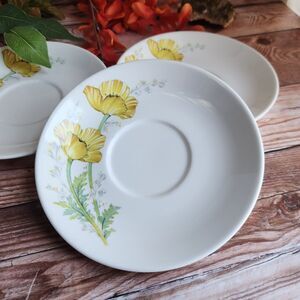 3pc Vintage 1970s Buttercup Floral Dessert Salad Plates Noritake Craftone Japan